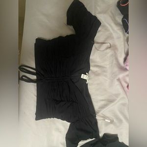 Black off the shoulder crop top
